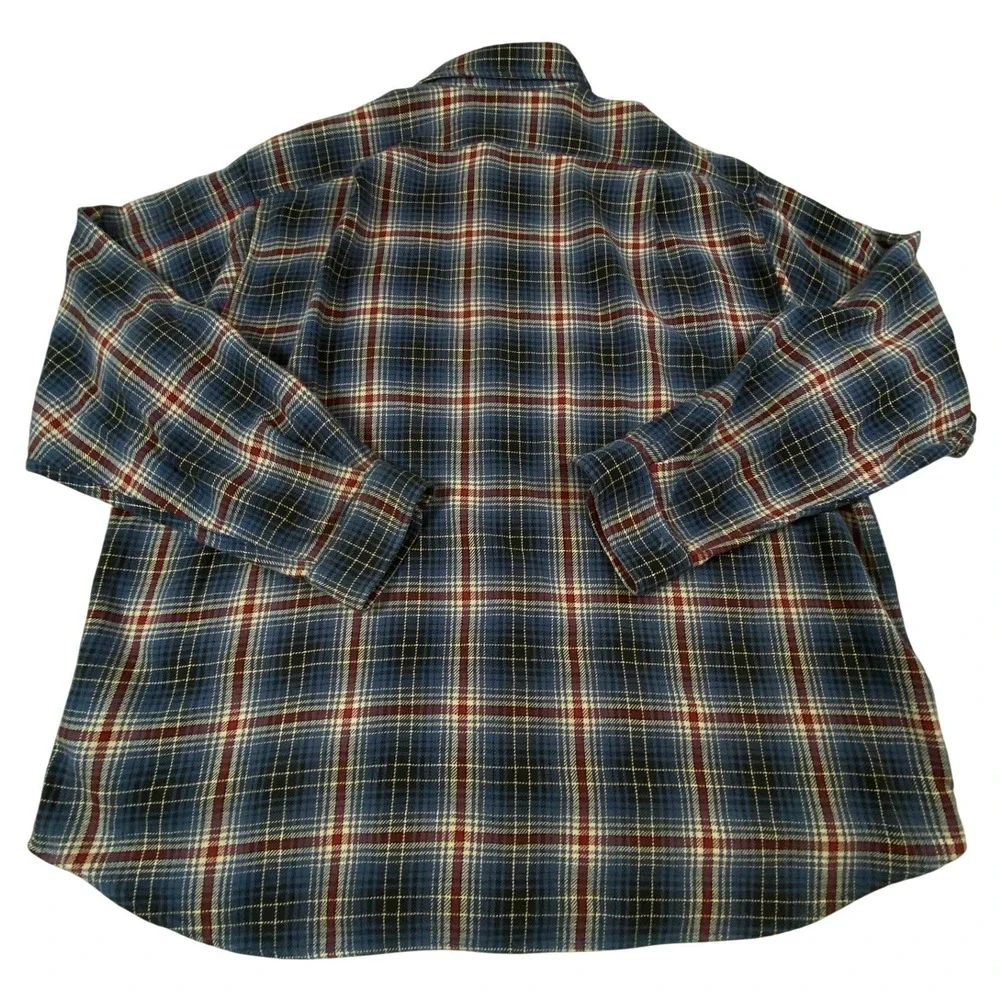VTG Polo Sport Sportsman Ralph Lauren Blue Plaid Flannel Shirt  XXL Heavy Cotton